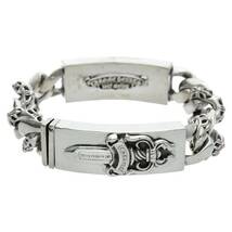 クロムハーツ Chrome Hearts ID DBL FLRL DGGR/ダブルIDフローラルダガー シルバーブレスレット 中古 SS07_画像2