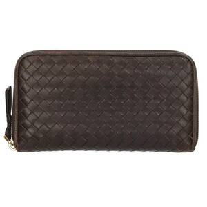 ボッテガヴェネタ BOTTEGA VENETA 114076 レザーイントレチャートラウンドジップ財布 中古 BS99