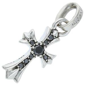 クロムハーツ Chrome Hearts CRS BBYFAT P/DMND PAVEブラックダイヤ チャーム シルバーネックレストップ 中古 GZ11