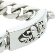 クロムハーツ Chrome Hearts ID DBL FLRL DGGR/ダブルIDフローラルハートダガー シルバーブレスレット 中古 SS07_画像4