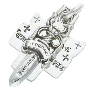 クロムハーツ Chrome Hearts 3TRINKETS/スリートリンケッツペンダント シルバーネックレストップ 中古 OS06