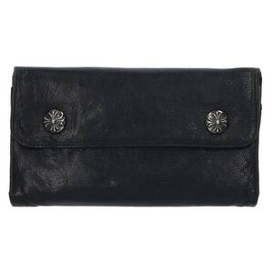 クロムハーツ Chrome Hearts WAVE NOVELTY/ウェーブ クロスボールボタンノベルティレザー財布 中古 GZ11