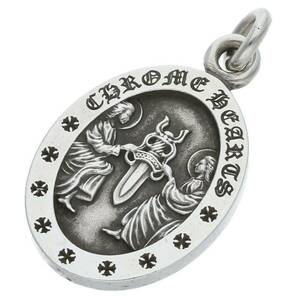 クロムハーツ Chrome Hearts ANGEL MEDAL OVAL/エンジェルメダルオーバル シルバーネックレストップ 中古 SJ02