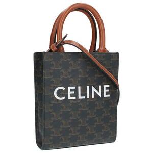 セリーヌバイエディスリマン CELINE by Hedi Slimane ミニバーティカルカバ ロゴプリントトリオンフ2WAYショルダーバッグ 中古 GZ11