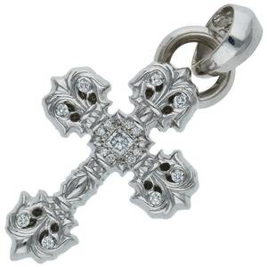 クロムハーツ Chrome Hearts 18K FILIG/CROSS-XSM P/D/フィリグリークロスXS PAVEダイヤ/ホワイトゴールドネックレストップ 中古 GZ11