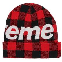 シュプリーム SUPREME Big Logo Beanie チェック柄ロゴビーニーキャップ 中古 BS99_画像2