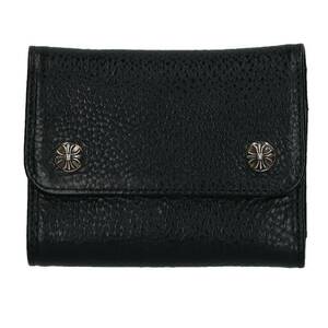 クロムハーツ Chrome Hearts WAVE MINI/ウェーブミニ クロスボールボタンレザーウォレット財布 中古 SS07