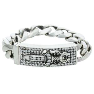 クロムハーツ Chrome Hearts ID DAGGER P/D/ダガーID サイズ:12LINK PAVEダイヤ/シルバーブレスレット 中古 SJ02