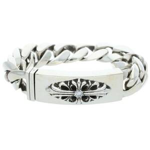 クロムハーツ Chrome Hearts ID FLRL CRS DIA/フローラルIDクラシックリンク サイズ:12LINK 1ダイヤ/シルバーブレスレット 中古 SJ02