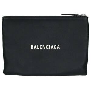 バレンシアガ BALENCIAGA ショッピング クリップ M 485110・1060 ロゴカーフスキンクラッチバッグ 中古 BS99