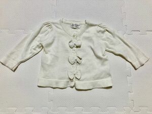 リボンカーディガン　60〜70cm ホワイト 白色　女の子　子供服　ベビー服