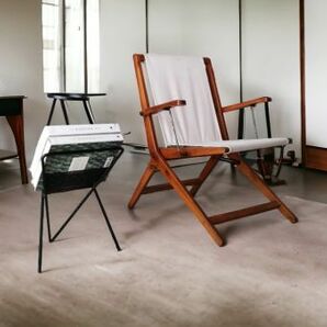 J55 Vintage Folding Easy Arm Chair /＃ウェグナー #ジャンヌレ 重厚 北欧 椅子 無垢 天然木 帆布 デンマーク チェア ミッドセンチュリーの画像2