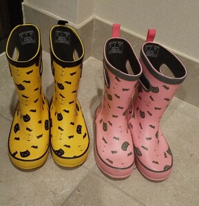 BOGS 2 пар комплект влагостойкая обувь сапоги 20cm21 см розовый желтый цвет кошка продажа комплектом сезон дождей ..... обычная цена 15800 иен ... ручка предотвращение скольжения удобный 