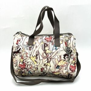 A ■ 洗礼されたデザイン '人気コラボ' LeSportsac レスポートサック Disney ディズニー 総柄 ティンカーベル 2WAY ボストンバッグ 婦人鞄