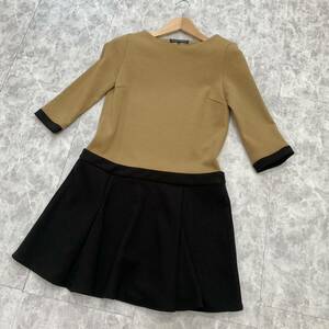 AA ▼ 都会のカジュアルウェア '日本製' green label relaxing グリーンレーベル リラクシング ストレッチ素材 5分袖 ワンピース size:38