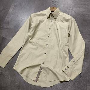 QQ V refined design!! ' comfortable eminent ' BURBERRY BLACKLABEL Burberry Black Label button down long sleeve shirt size:2 beige