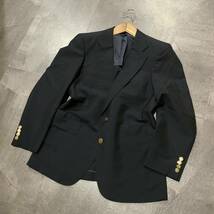 QQ ▼ 洗練されたデザイン!! '日本製' Aquascutum アクアスキュータム ウール100% テーラードジャケット 2釦 size:92A5 紳士服 darknavy_画像1