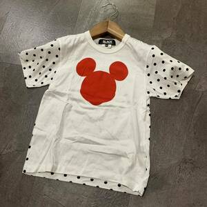 H ▼ 洗練されたデザイン!! '日本製' BLACK Comme des Garcons × Disney ブラックコムデギャルソン 水玉柄 ミッキー 半袖 Tシャツ size:XS