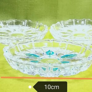 g_t U792 昭和レトロ ガラス製豆皿 三枚組 キラキラしていて夏らしい小皿です。中古の画像7