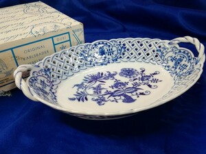 g_t U491 ☆cesky porcelan チェスキーポーセリン ORIGINAL KARLSBADER ZWIEBELMUSTER バスケット皿 楕円 洋食器 【長期保管品】