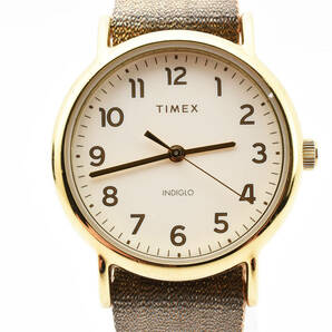 1円〜 美品 TIMEX タイメックス 腕時計 ウィークエンダー メタリック ゴールド系 ブラウン系 メンズ レディースの画像2