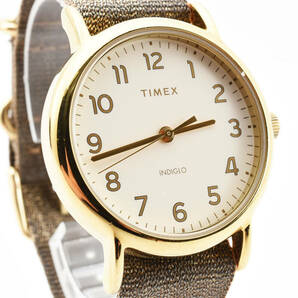 1円〜 美品 TIMEX タイメックス 腕時計 ウィークエンダー メタリック ゴールド系 ブラウン系 メンズ レディースの画像3