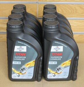 ★送料無料★　フックス / FUCHS TITAN SUPERSYN LONGLIFE 8L 　1Lボトル8本( SAE粘度 5W-40 ) | エンジンオイル