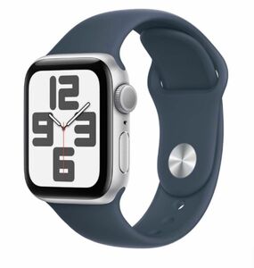 Apple Watch SE（GPSモデル）- 40mmシルバーアルミニウムケースとストームブルースポーツバンド - S/M