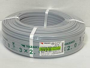 YAZAKI 矢崎 ソフトEM 600V EEF/F 3×2.0mm 100m Gマーク 未使用品 syvvf074399