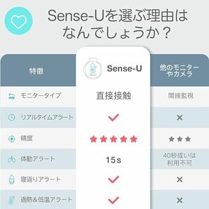 Sense-U 一般医療機器 ベビーセンサー 赤ちゃん うつぶせ寝 腹部の動きや寝姿勢 乳幼児 体動センサー 寝返りの画像6