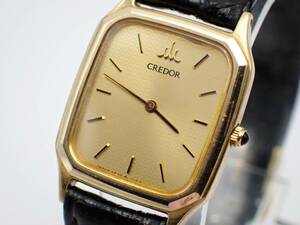  operation goods *1 jpy ~*SEIKO Seiko QZ lady's wristwatch CREDOR Credor 2F70-5920 14KT SS Gold face square /N005626