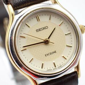 稼働品☆1000円～☆SEIKO セイコー QZ レディース腕時計 EXCELINE エクセリーヌ 3F31-0A70 アイボリー文字盤 ラウンド/02108-700-3の画像2