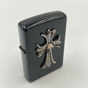 4.23FS-E1447★ZIPPO オイルライター★ジッポー/ジッポ/2014年製/ブラック/クロス/ドクロ/十字架/lighter/DA0 DC0