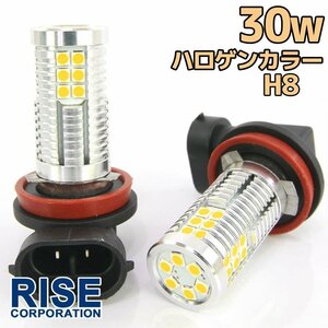 高輝度 30W LEDバルブ フォグランプ ヘッドライト H8 ウォームホワイト 白昼色 1000lm 30チップ 12V/24V車対応 無極性 2個