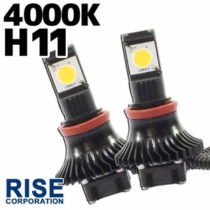 CREE製 バイク用 H11 LED ヘッドライト フォグランプ 4000K 4000ケルビン 2灯分 冷却ファン付き 高性能デジタルコントローラー 12V・24V用