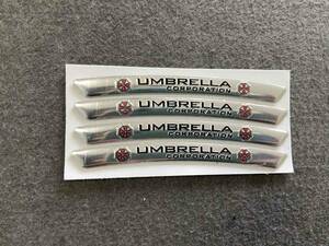 UMBRELLA ホイールリム デカール ステッカー 9CM 車用 4枚セット アルミ バッジエンブレム シルバー 簡単取付 19番