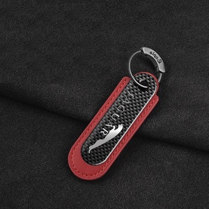  Jaguar JAGUAR red carbon key holder original leather car key chain car key tag pendant high class key ring out .. Lynn 