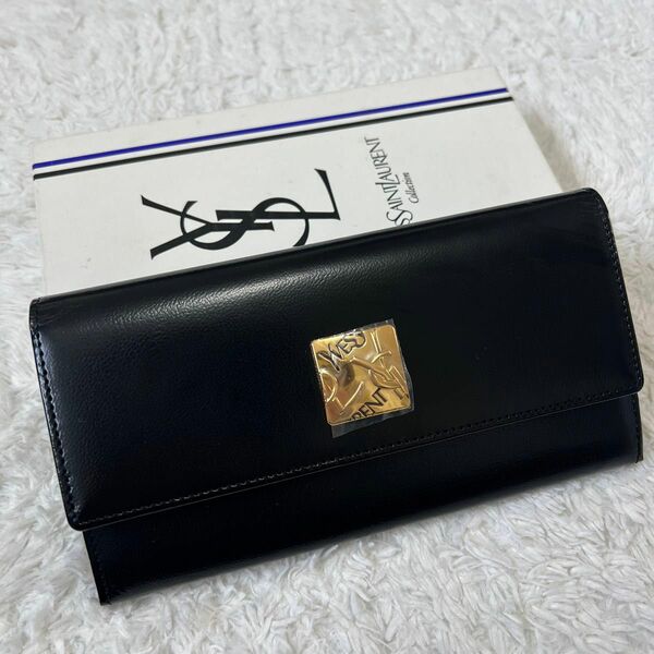 新品未使用！Yves Saint Laurent イヴサンローラン　がま口財布　長財布　黒×ゴールド