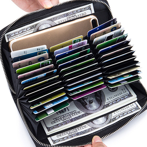 長財布 送料無料 メンズ ラウンドファスナー ブラウン 財布 大容量 牛革 カード大量収納 レザー 財布 カードケース 72枚収納可能