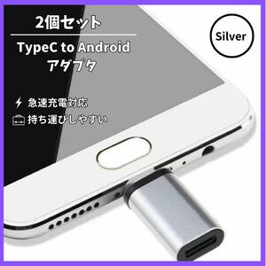 Type-C 変換 Android Type-B アダプター 2個セット シルバー