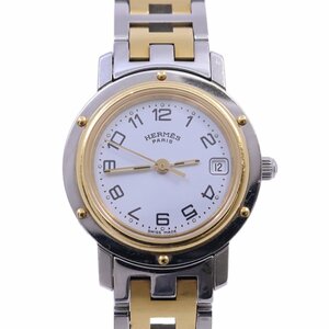 エルメス クリッパー クォーツ レディース 腕時計 コンビ 白文字盤 CL4.220【いおき質店】