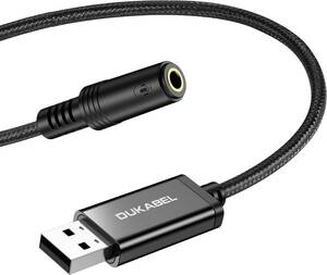 DuKabel 25cm USB外付け サウンドカード usb イヤホンジャック 変換 USB オーディオ 変換アダプタ USBポ