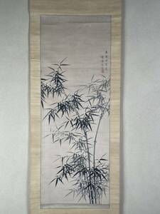 Art hand Auction [Authentic work] Nagasaki School, Katsuno Fanko, Ink Bamboo Drawing, No Axis, Chinese Painting, painting, Japanese painting, flowers and birds, birds and beasts