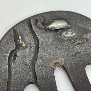 【武具小道具】日本刀装具 鉄鍔 中国人物金銀象嵌鐔 木瓜形 の画像8