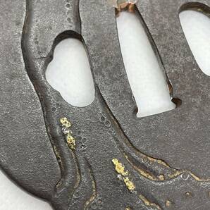 【武具小道具】日本刀装具 鉄鍔 中国人物金銀象嵌鐔 木瓜形 の画像9