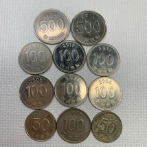 韓国硬貨　コイン　硬貨　500ウォン　100ウォン　50ウォン　韓国紙幣　海外コイン　外国銀貨　11枚まとめて_画像1