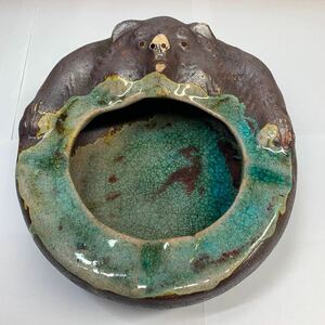 陶器　狸　たぬき　タヌキ　置物　灰皿　水盤　花器　