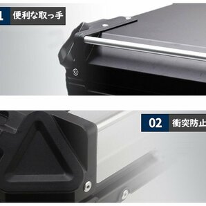 リアボックス モノキーケース バイク用トップケース 取り付け金具付き 大容量45L 背もたれパッドなし 収納ケース 防水 鍵2本 ブラックの画像2