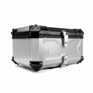 リアボックス モノキーケース バイク用トップケース 取り付け金具付き 容量45L 背もたれパッド別売 収納 ハンドル付き 防水 鍵2本 シルバーの画像1