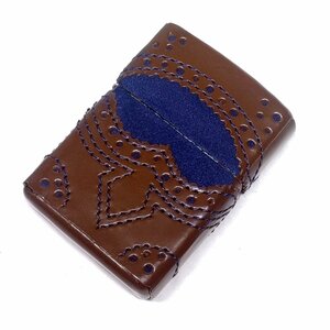 【侍】新品 未使用 ART LEATHER 美術皮革 天然皮革 転描写 ブラウン ZIPPO ジッポー 箱付 20+857